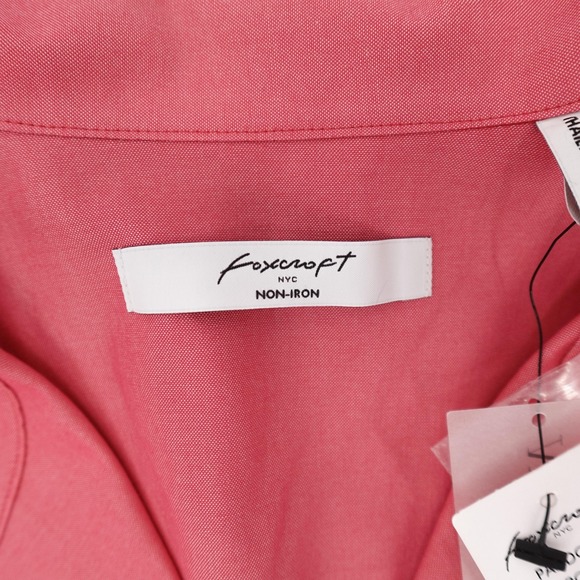 Foxcroft Shirt Womens 14 Red Pandora 3/4 Sleeve Button Front Designer - Picture 3 of 12